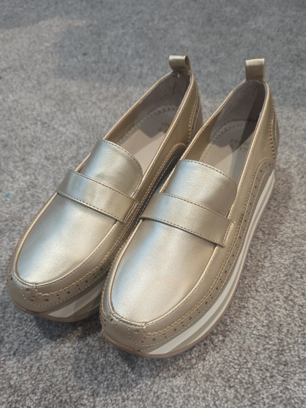 crown & ivy Metallic Gold Platform Slip-On Loafers